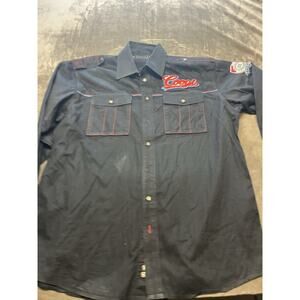 Vintage COOGI Shirt Mens‎ XL Black Long Sleeve Button Up Military Hip Hop Y2K